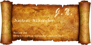Justus Nikander névjegykártya
